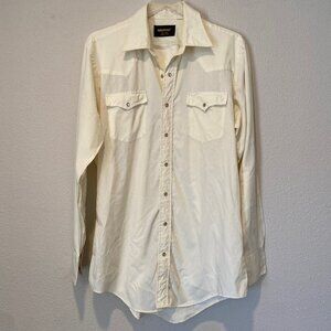 Roebucks Tall Western Pearl‎ Snap Shirt Off White Size Large 16-16.5